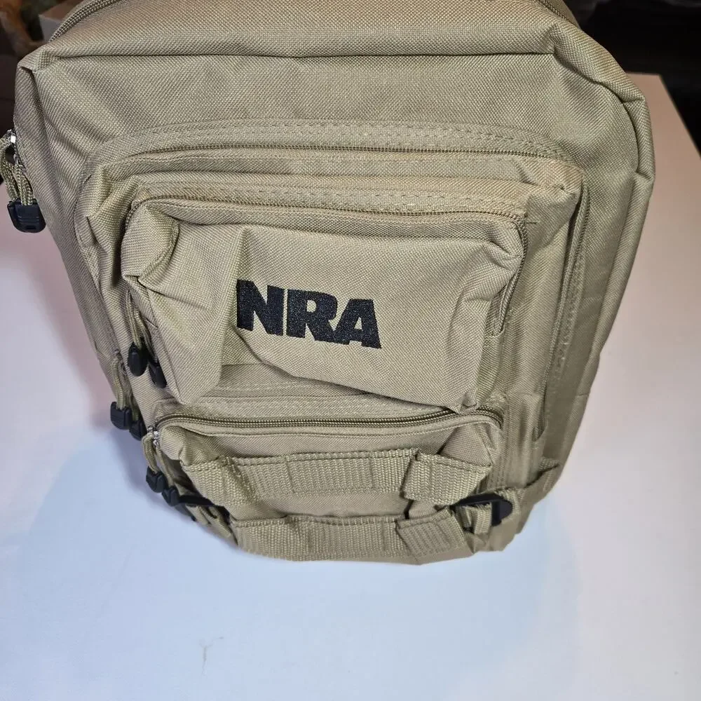 NRA Tactical Backpack Tan Coyote Khaki Range Bag MOLLE...New Condition